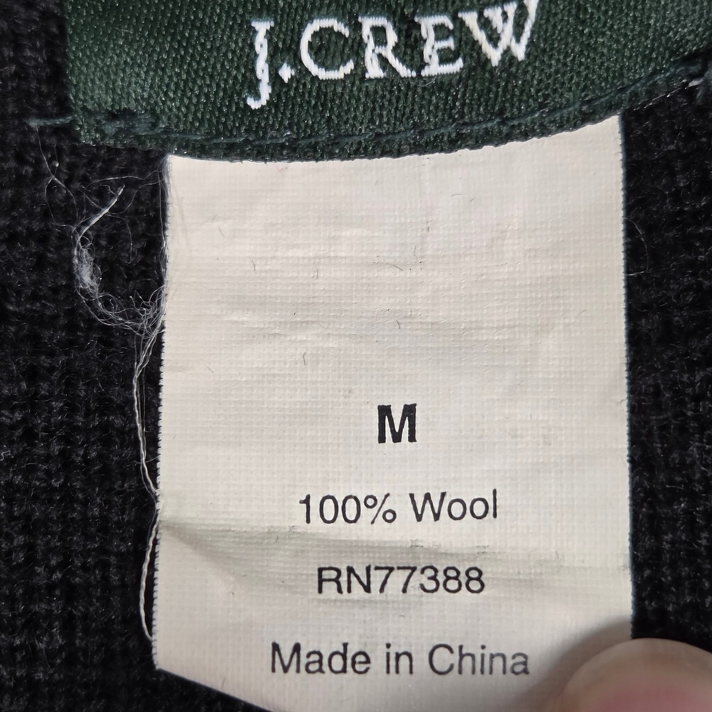 J.Crew Womens M Sweater Coat 100% Wool Peplum Cardigan Collared Knit Black - Picture 4 of 5